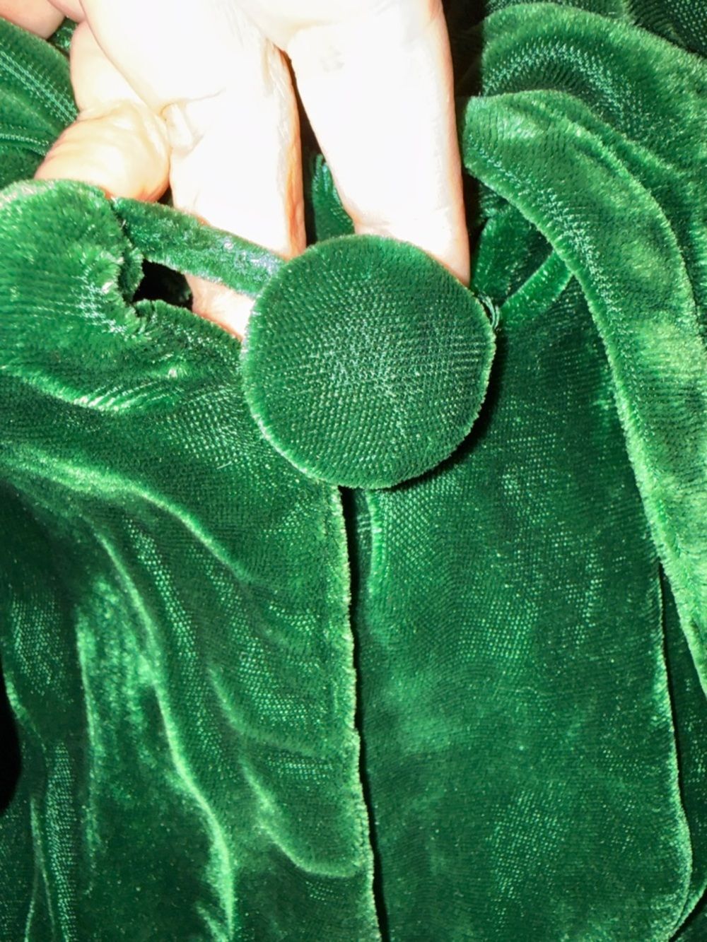Vintage Green Velvet Bow Collar Open Front Cape Coat Medium 6 Queen of Gambit - Picture 4 of 12